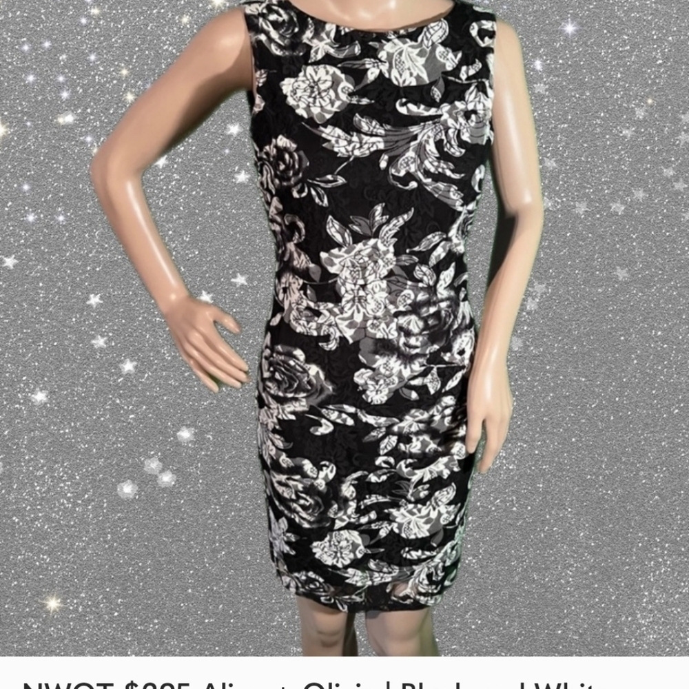Alice + Olivia | Black and White Floral Lace Mini Dress size S